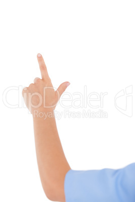 Blonde doctor with hands raised Blonde doctor with hands raised