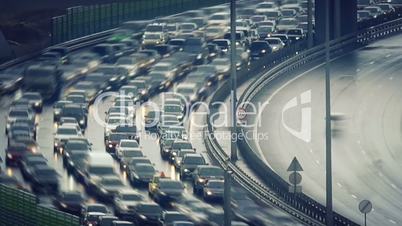 Traffic jam on speed highway