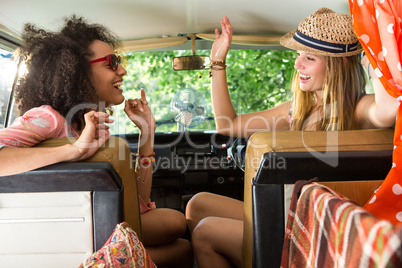 Happy friends on a road trip