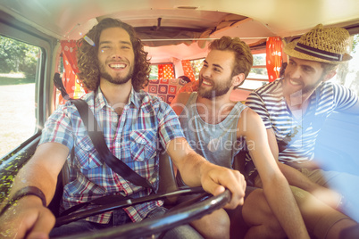 Hipster friends on road trip