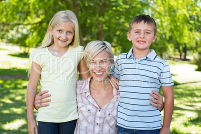 Pretty blonde with her children