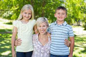Pretty blonde with her children