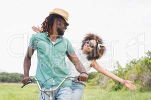 Young couple on a bike ride