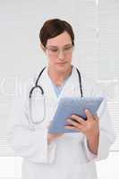 Doctor using tablet pc