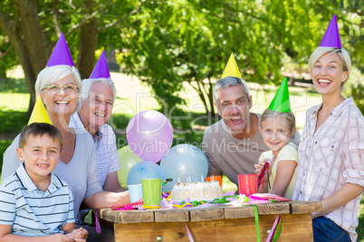 Happy family celebrating a birthday