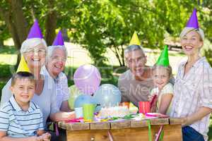 Happy family celebrating a birthday