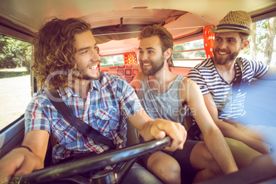 Hipster friends on road trip