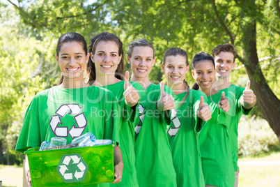 Happy environmental activists in the park