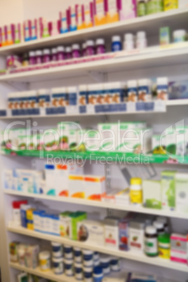 Close up of shelves of drugs