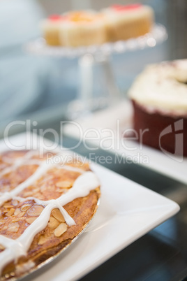 Close up of icing pie and sweet desert