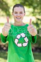 Happy environmental activist in the park