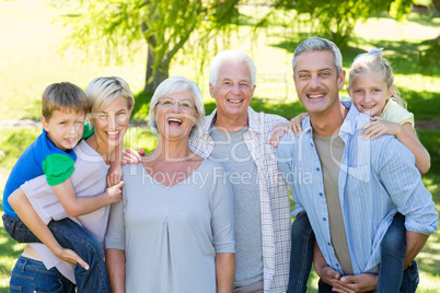 Happy family smiling at the camera