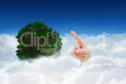 Composite image of hand pointing