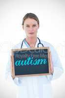 Autism against doctor showing chalkboard