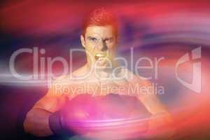 Composite image of muscular boxer