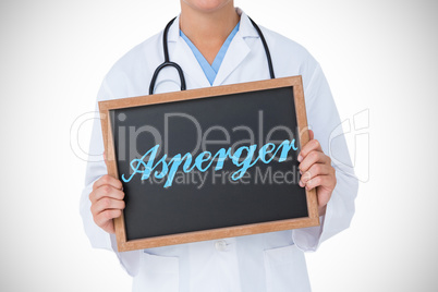 Asperger against doctor showing little blackboard