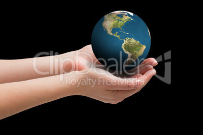 Composite image of hands presenting