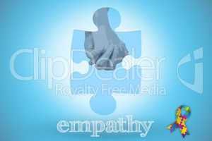Empathy against blue background with vignette