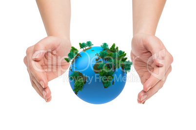 Composite image of hands presenting