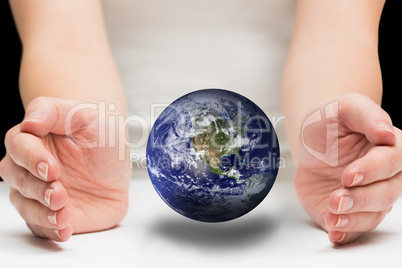 Composite image of hands presenting