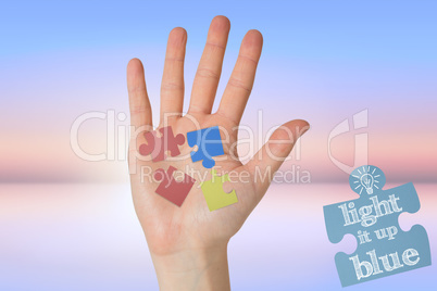 Composite image of hand with fingers spread out