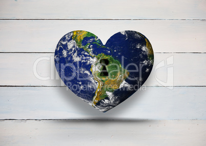 Composite image of heart shaped earth