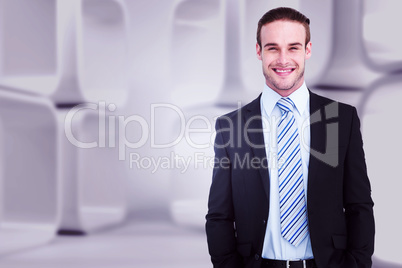 Composite image of smiling elegant businessman with hands in poc