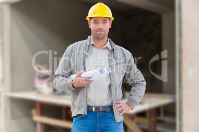 Composite image of architect looking at camera