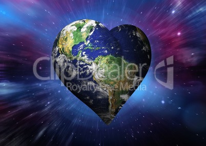 Composite image of heart shaped earth