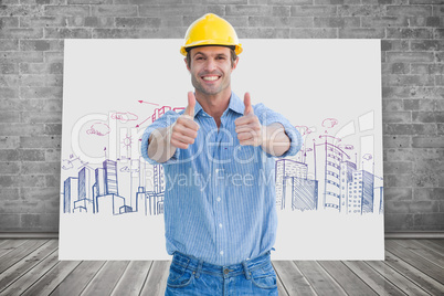 Composite image of positive architect