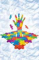 Composite image of autism awareness hand