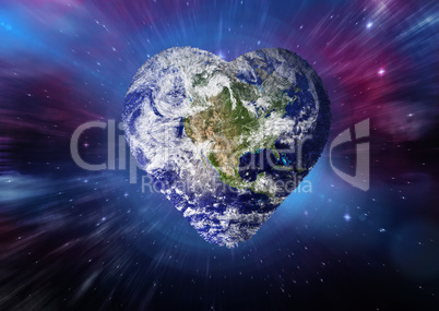 Composite image of heart shaped earth