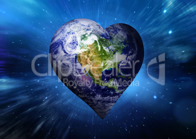 Composite image of heart shaped earth