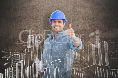 Composite image of happy architect