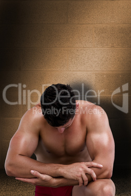 Composite image of bodybuilder posing