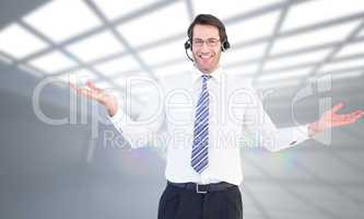 Composite image of call centre agent