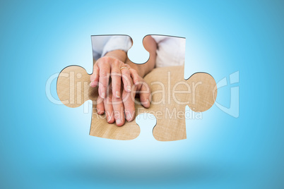 Composite image of jigsaw piece