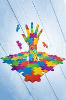 Composite image of autism awareness hand