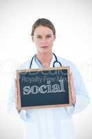 Social against doctor showing chalkboard