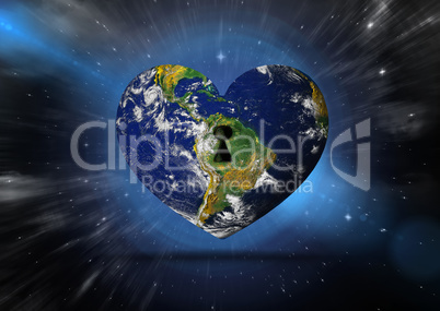 Composite image of heart shaped earth