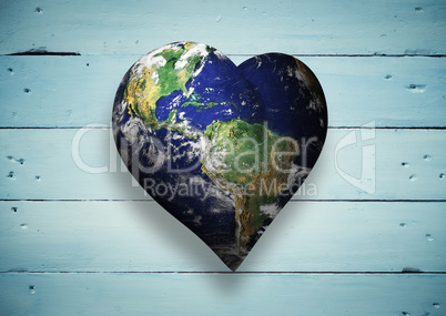 Composite image of heart shaped earth