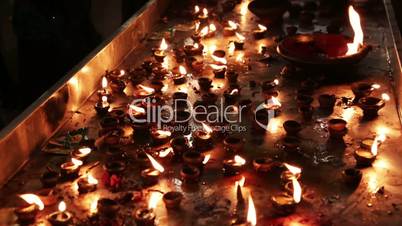 Burning candles in the Indian temple. Diwali â the festival of lights.