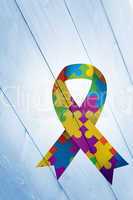 Composite image of autism awareness ribbon