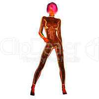 Digital 3D Illustration of a Science Fiction Female; Cutout on w