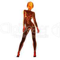 Digital 3D Illustration of a Science Fiction Female; Cutout on w