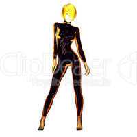 Digital 3D Illustration of a Science Fiction Female; Cutout on w