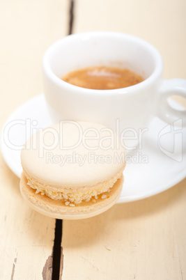 colorful macaroons with espresso coffee