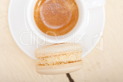 colorful macaroons with espresso coffee