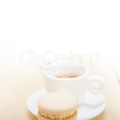 colorful macaroons with espresso coffee