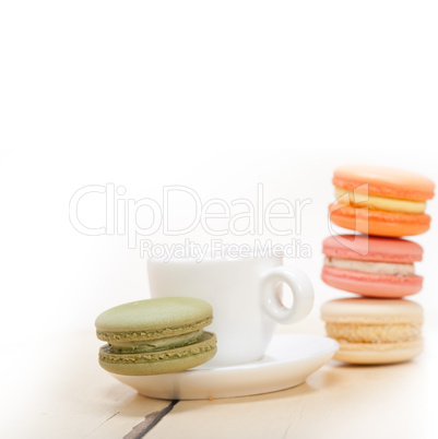 colorful macaroons with espresso coffee